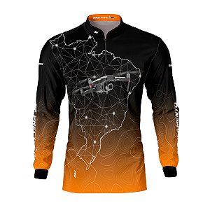 Camisa BRK Drone de Topografia Laranja com UV50 +