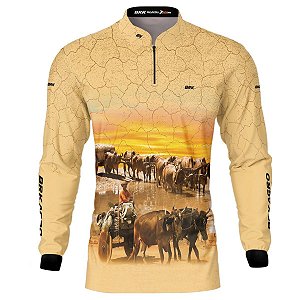 Camisa Agro BRK Bege Cavalgada com Proteção UV50+