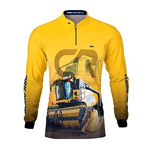 Camisa Agro BRK Colheitadeira CR Amarela com Proteção UV50+