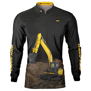 Camisa Agro BRK Amarela e Preta Escavadeira com UV50+