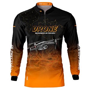 Camisa Agro BRK Drone Mapeamento DJI Laranja com UV50 +