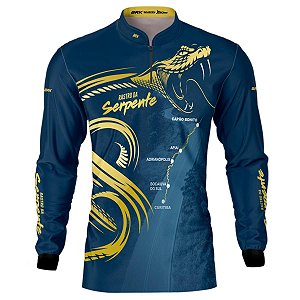 Camisa Motociclismo BRK Rastro da Serpente Azul Marinho Com UV50+