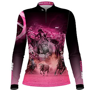 Camisa Agro Feminina BRK Team Roping Rosa UV50+