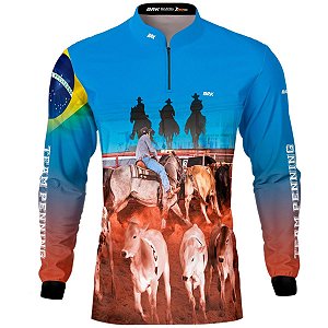 Camisa Agro BRK Team Penning Azul Claro Com UV50+