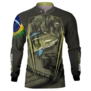 Camisa Agro BRK Preta Tucunaré Azul com UV50 +