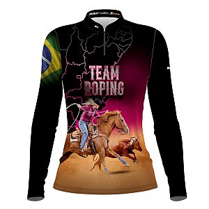 Camisa Agro Brk Team Roping Brasil Feminino com Proteção UV50+