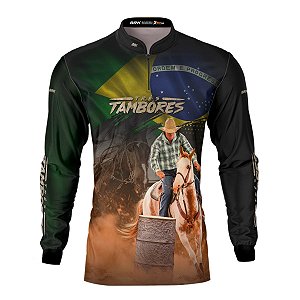 Camisa Agro Brk Prova dos Três Tambores + Bandeira do Brasil com UV50+