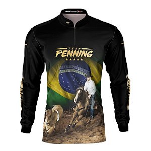 Camisa Agro Brk Team Penning Dourada Com Uv50+