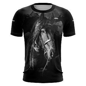 Camiseta Casual BRK Preta Cavalo com Proteção UV50 +