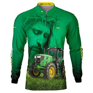 Camisa Agro BRK Jesus e Trator Verde com UV50+