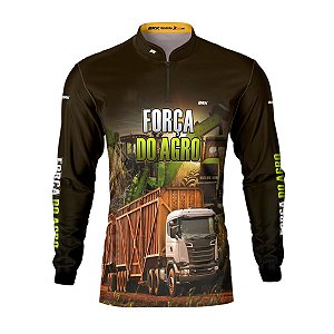 Camisa Agro Brk A Força do Agro Camihão Colheita de Cana com UV50+