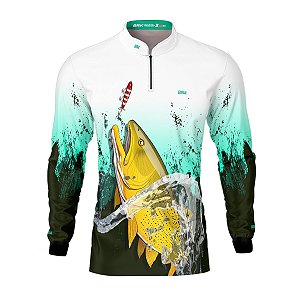 Camisa de Pesca Brk Dourado e Isca com Proteção Solar UV50+