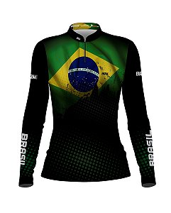 Camisa de Pesca Feminina Brk Brasil com Proteção UV50+