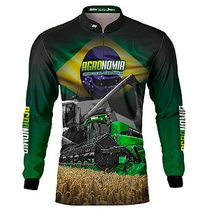 Camisa Agro BRK Trator Verde Agronomia com UV50+