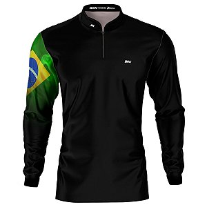 Camisa Agro BRK Preta Bandeira do Brasil com UV50+