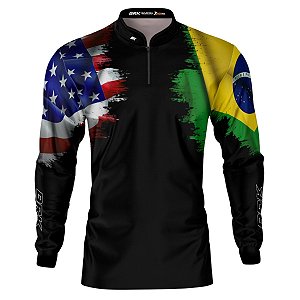 Camisa Agro BRK Bandeira Brasil Estados Unidos com UV50+