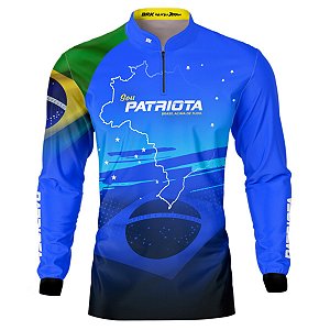 Camisa Básica BRK Patriota Azul Bandeira do Brasil com Proteção UV50+