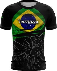 Camiseta Casual BRK Patriota Preta com Proteção UV50+