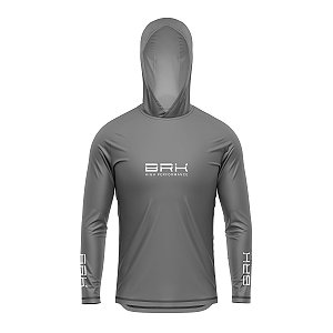 Camisa de Pesca com Capuz Brk Peacock Bass Cinza com Proteção UV50+