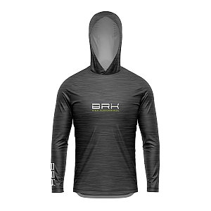 Camisa de Pesca com Capuz Brk Mescla Cinza com Proteção UV50+
