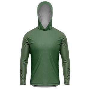 Camisa de Pesca BRK com Capuz Clean Verde Oliva com Proteção UV+