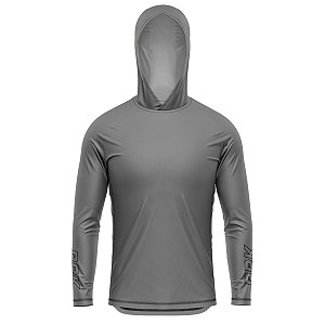 Camisa de Pesca BRK com Capuz Clean Cinza Escuro com Proteção UV50+