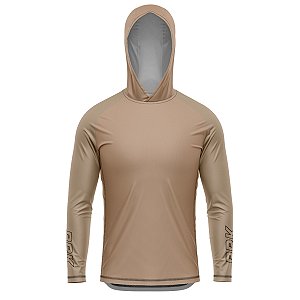 Camisa de Pesca BRK com Capuz Clean Marrom Caqui com Proteção UV50+