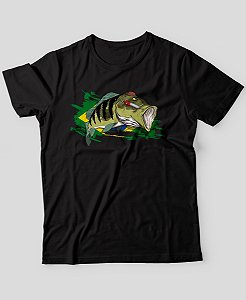 Camiseta Brk Fishing Pescaria Tucunaré Brasil com Algodão Egípcio