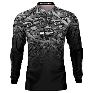 Camisa de Pesca BRK Iscas Preta com UV50+