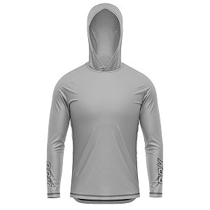 Camisa de Pesca BRK com Capuz Clean Cinza Claro com Proteção UV50+