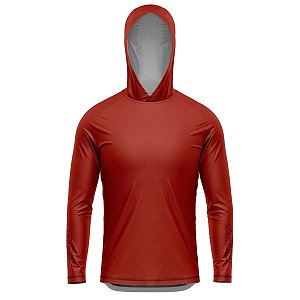 Camisa de Pesca BRK com Capuz Clean Vermelho com Proteção UV50+