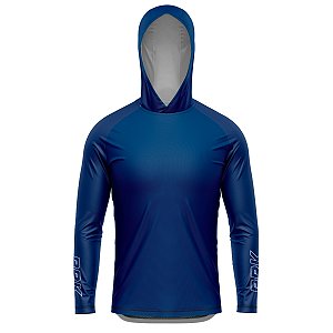 Camisa de Pesca BRK com Capuz Clean Azul Marinho com Proteção UV50+