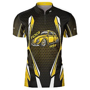 Camisa de Carros Antigos Brk Fusca Amarelo com Proteção UV 50+