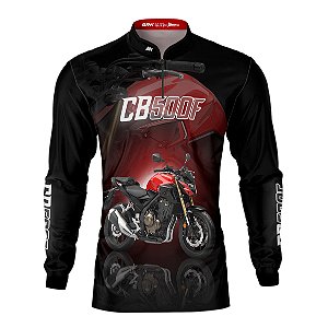 Camisa Brk Motociclismo CB500F Vermelha com Proteção UV50+