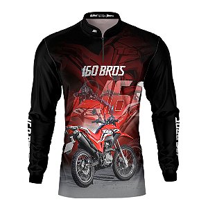 Camisa Brk Motociclismo NRX 160 BROS Vermelha com Proteção UV50+