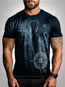 Camiseta Casual Brk Motociclismo Mapa Estilizado com UV 50+