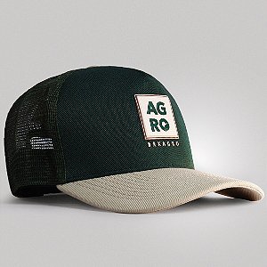 Boné Trucker Brk Agro Monograma Verde e Creme