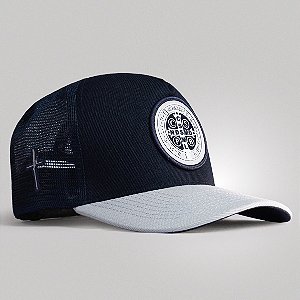 Boné Trucker Brk Agro São Bento Azul e Cinza Claro