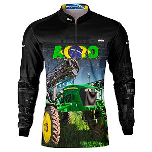 Camisa Agro Brk Preta Agro Pulverizador com UV50+