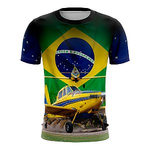 Camiseta Brasil Patriota Avião Agricola Proteção Solar UV50+
