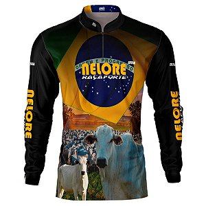 Camisa Agro Brk Nelore Raça Forte Brasil com Proteção Solar UV  50+