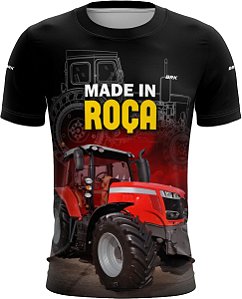 Camiseta Agro BRK Trator Vermelho Made In Roça com Proteção UV 50+