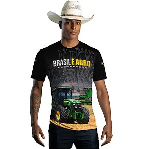 Camiseta Agro BRK Preta Brasil é Agro com UV50 +