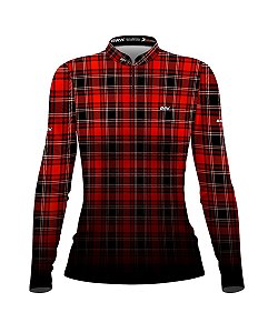 Camisa Country BRK Feminina Xadrez Vermelho com UV50 +
