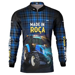 Camisa Country BRK Xadrez Azul Made in Roça com UV50 +