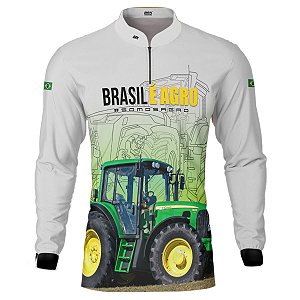 Camisa Agro BRK Branca Brasil é Agro com UV50 +