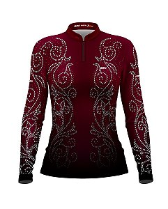 Camisa Country BRK Feminina Boiadeira Vinho com UV50 +