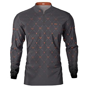 Camisa Country BRK Xadrez Orange Horse com UV50 +