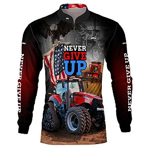 Camisa Agro BRK Vermelho EUA Never Give Up com UV50 +