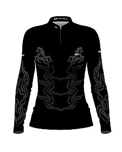 Camisa Country BRK Feminina Boiadeira Cavalo com UV50 +